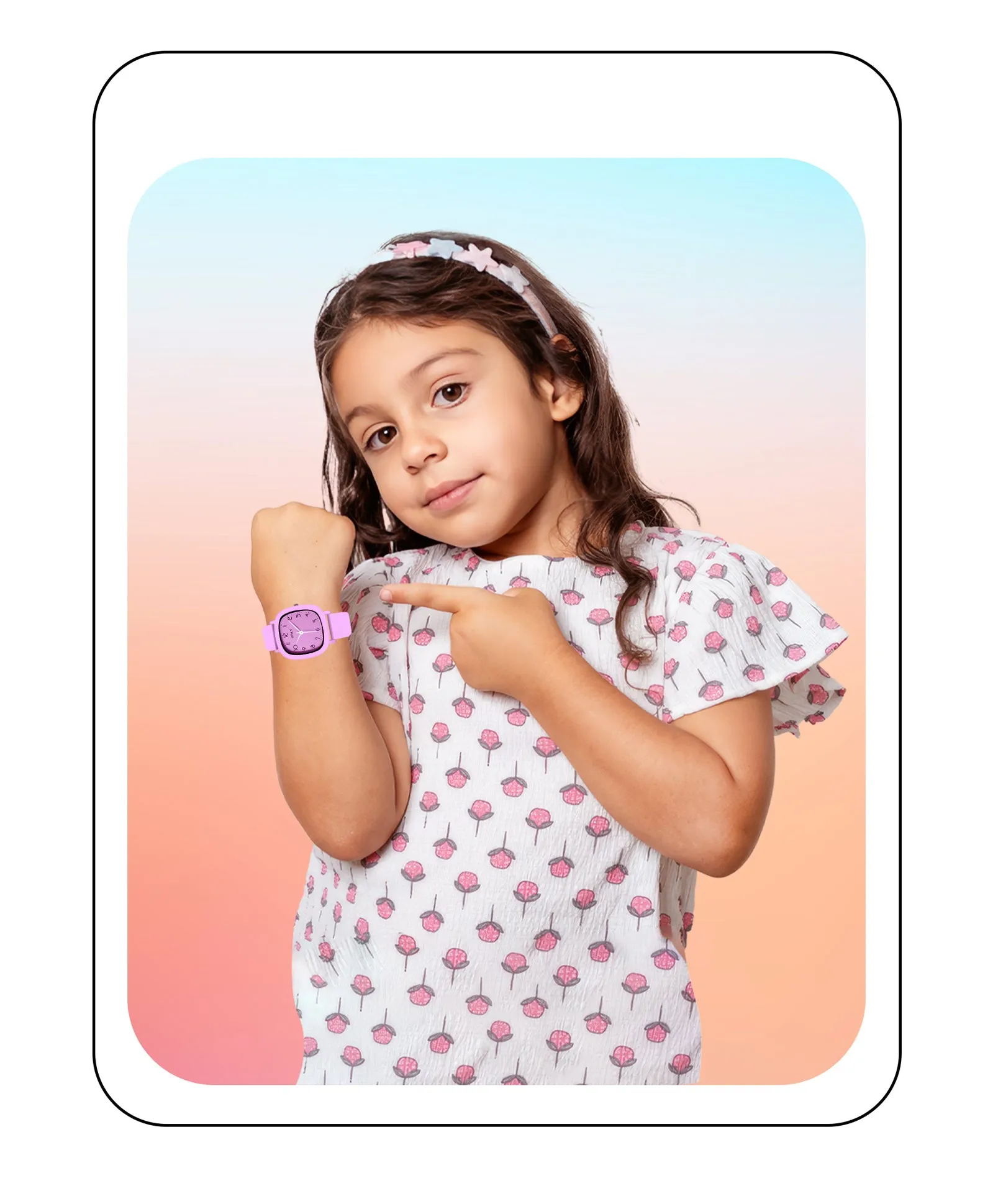 Spiky Eva19 Square Analog Watch for Kids - White