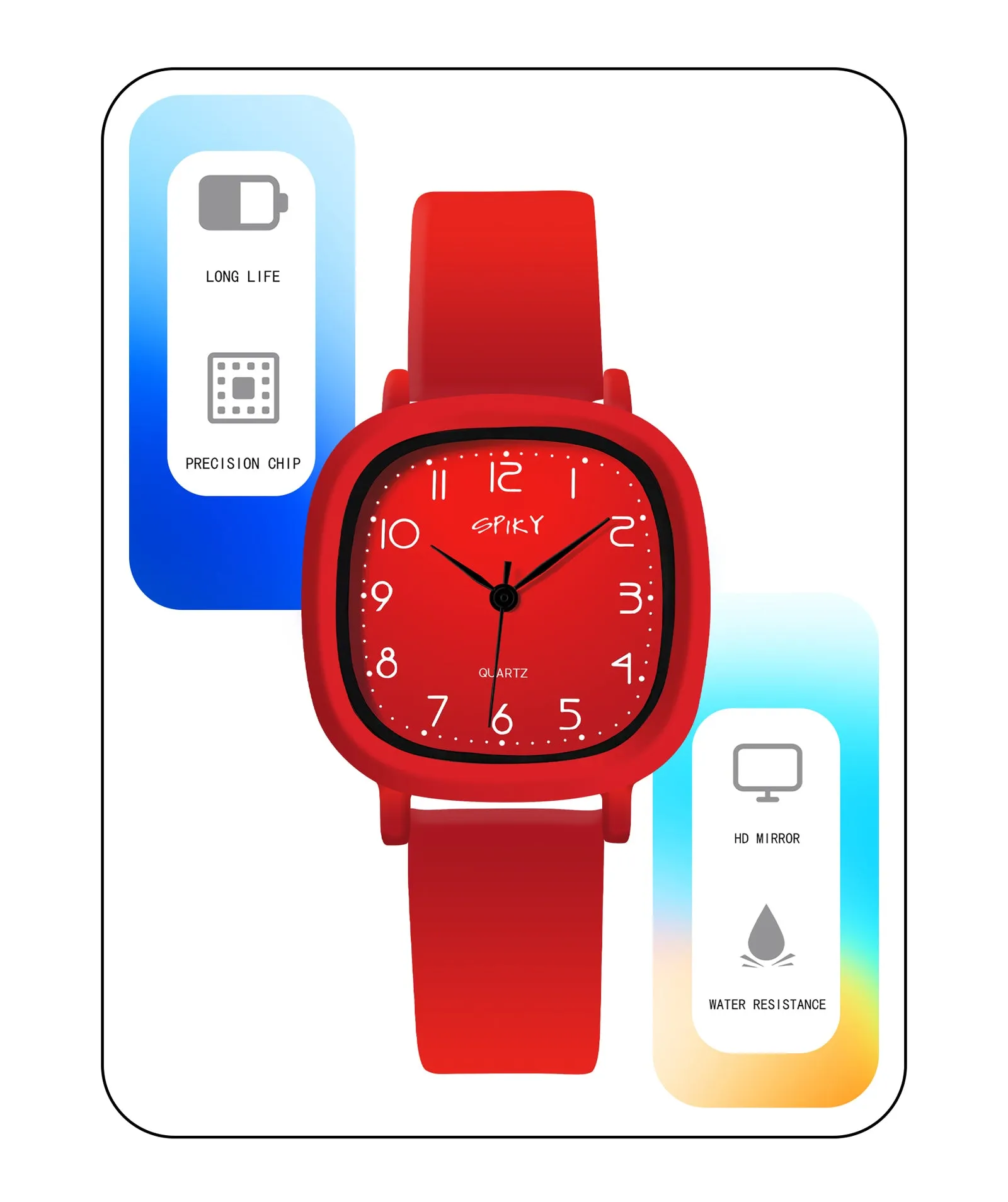 Spiky Eva19 Square Analog Watch for Kids - White