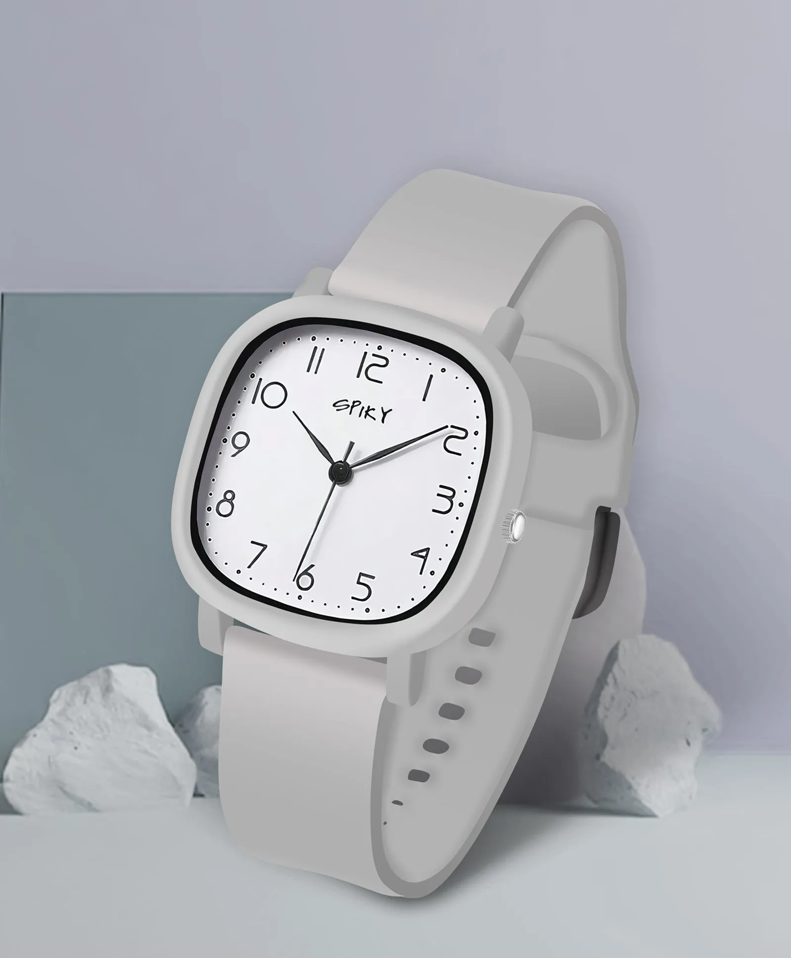 Spiky Eva19 Square Analog Watch for Kids - White