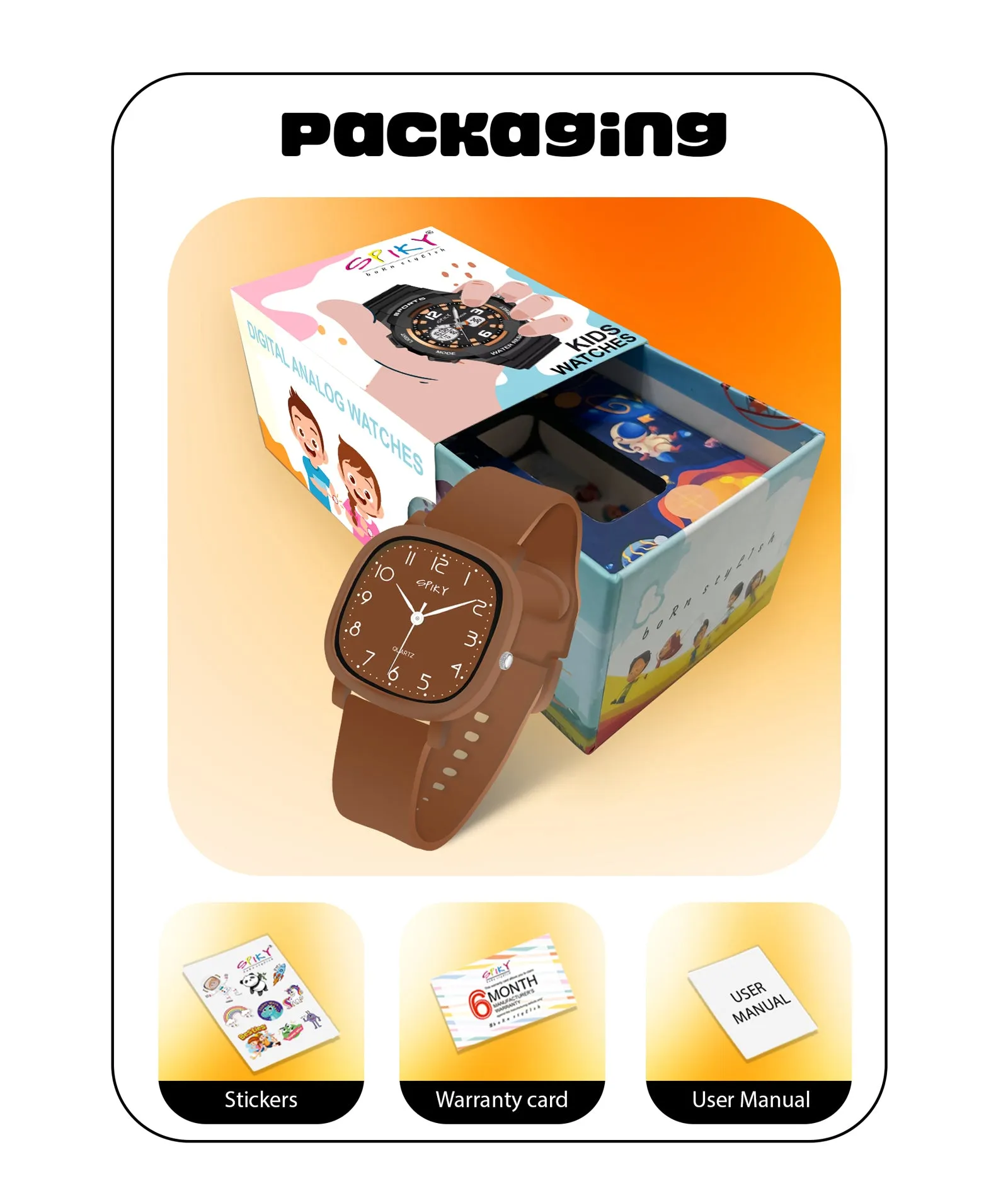 Spiky Eva19 Square Analog Watch for Kids - White