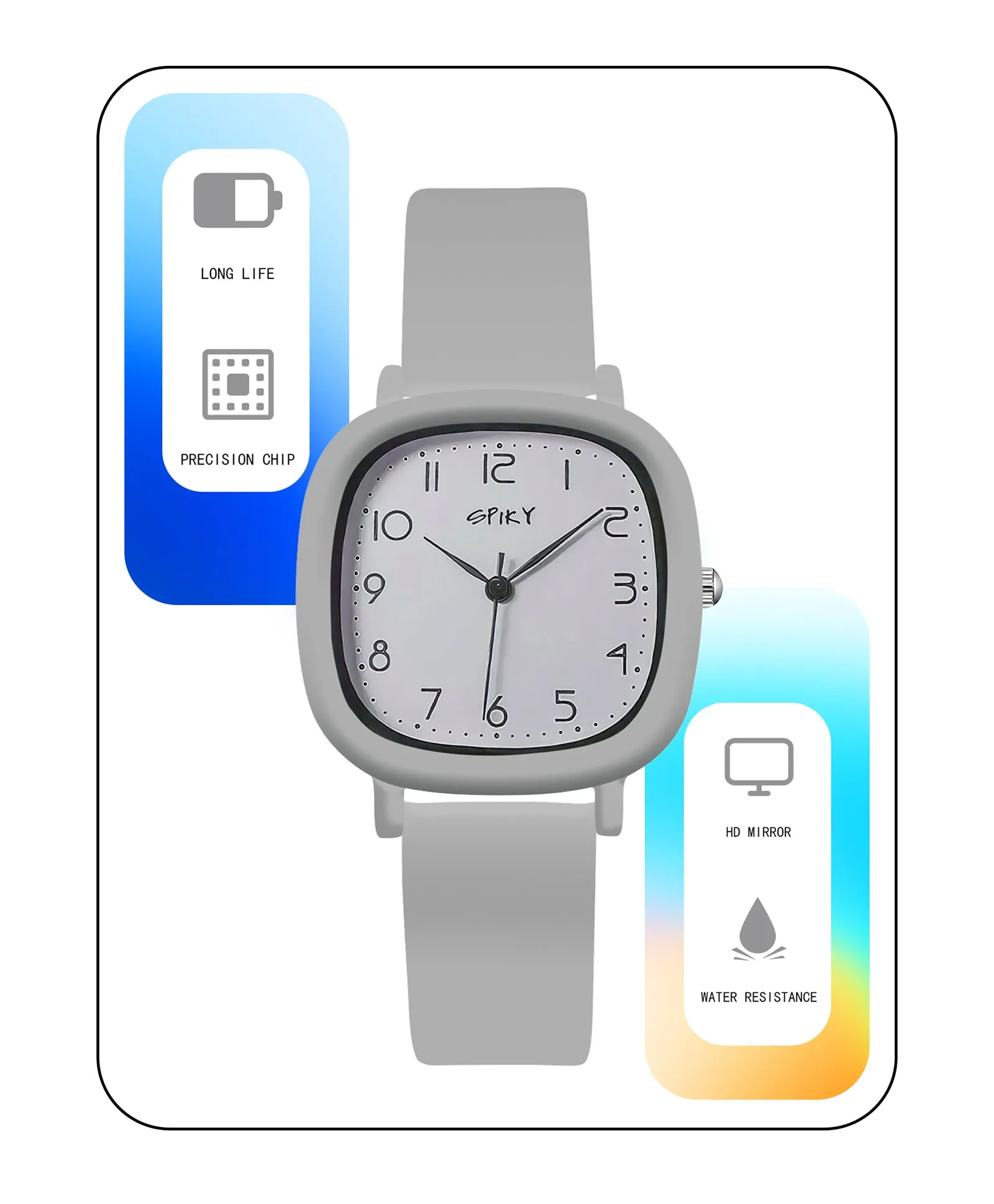 Spiky Eva19 Square Analog Watch for Kids - White