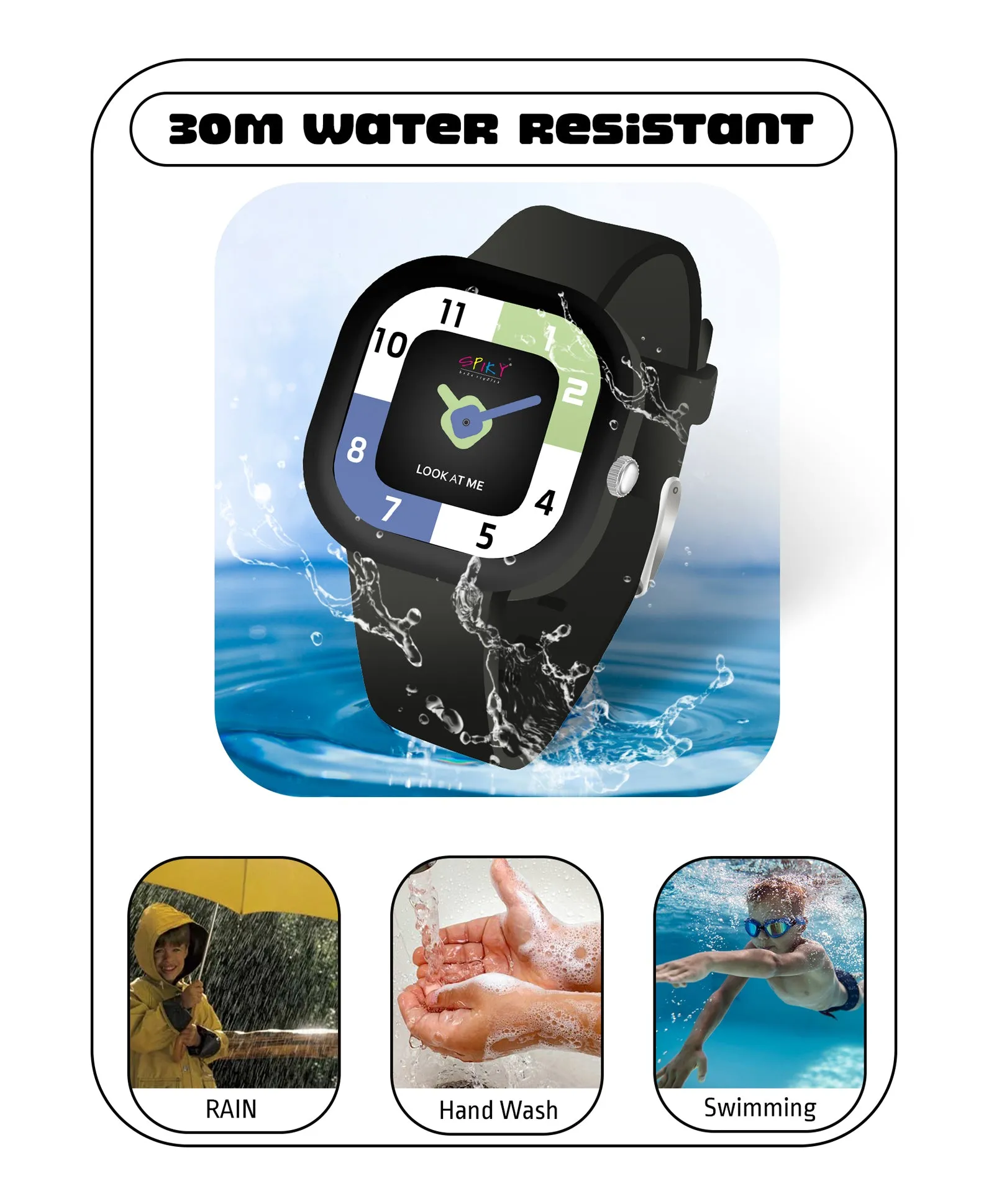 Spiky Square Analog Watch for Kids - Pink