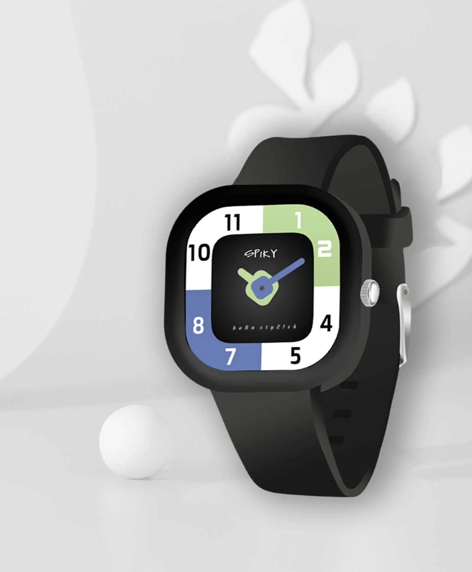 Spiky Square Analog Watch for Kids - Pink