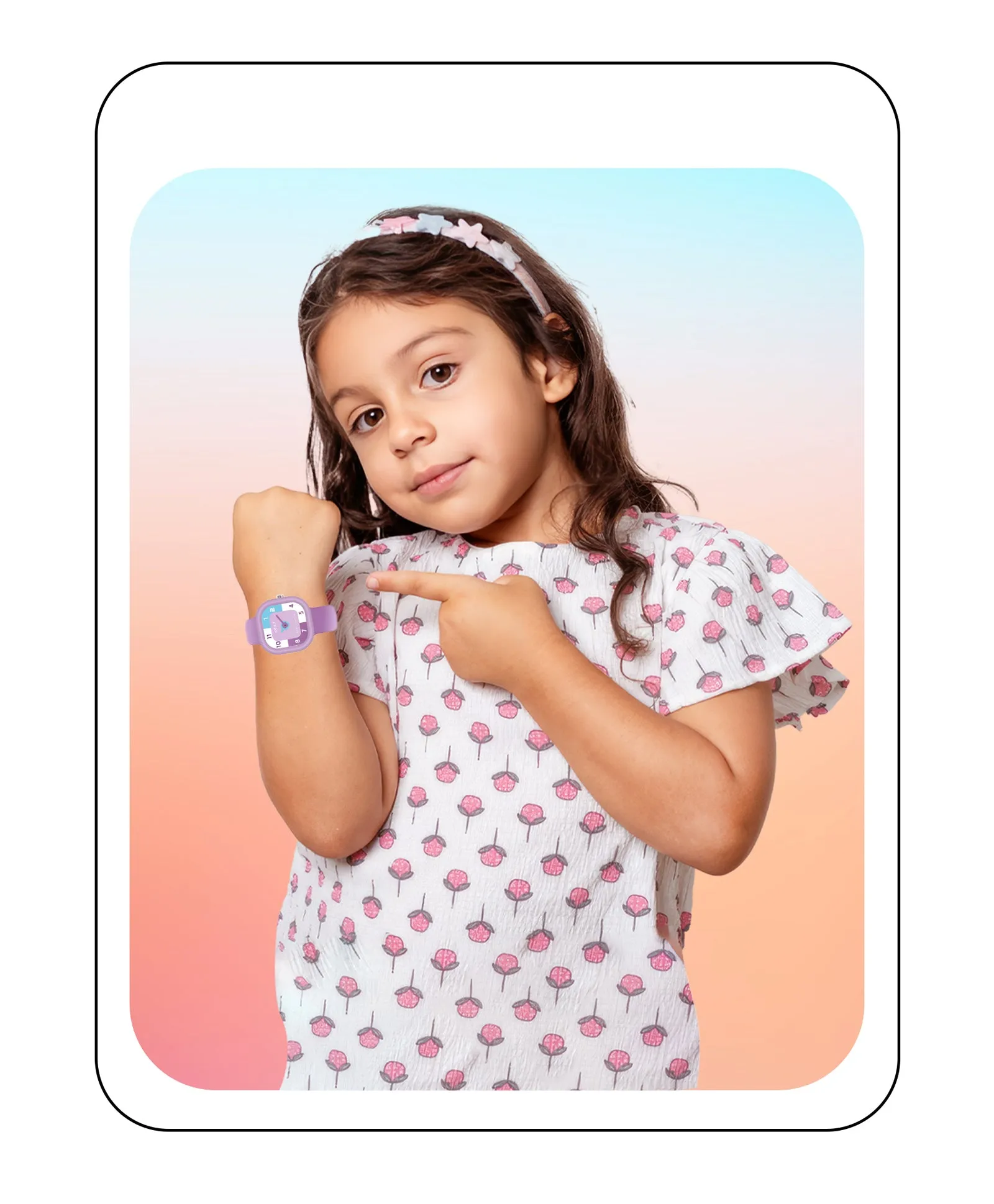 Spiky Square Analog Watch for Kids - Pink