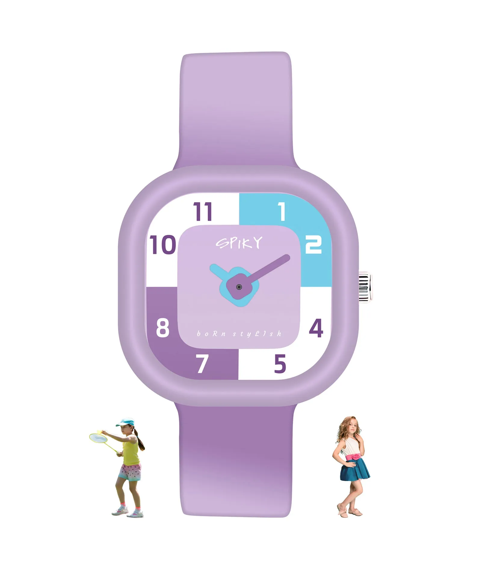 Spiky Square Analog Watch for Kids - Pink