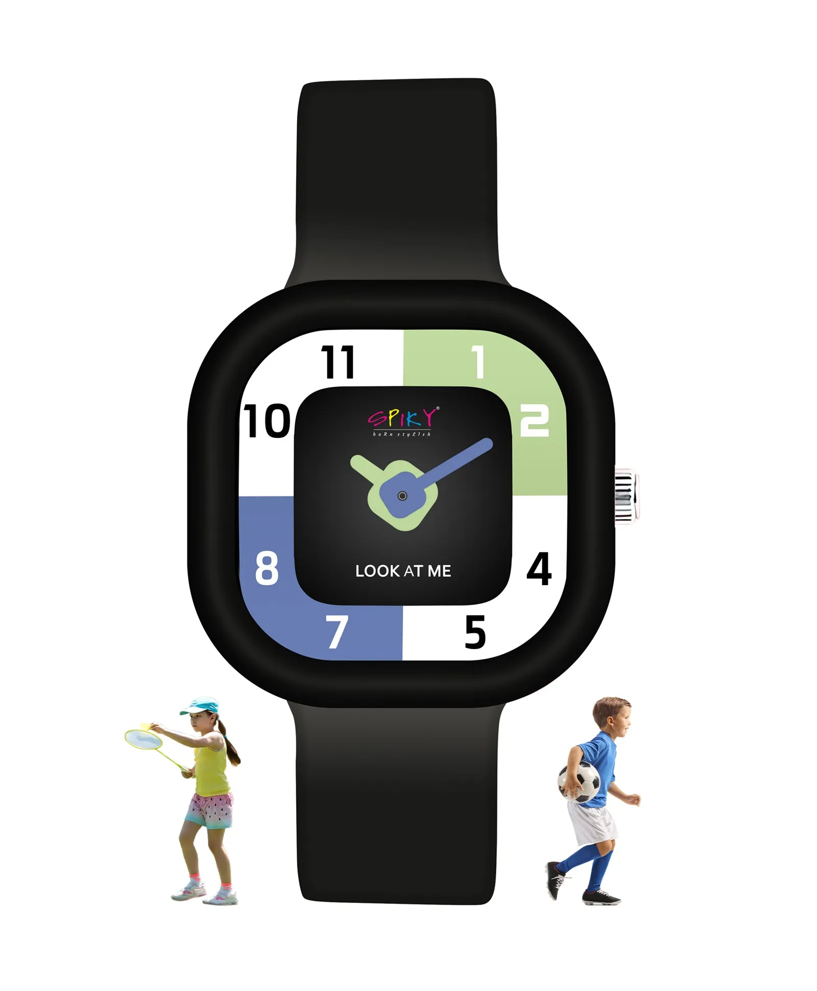 Spiky Square Analog Watch for Kids - Pink
