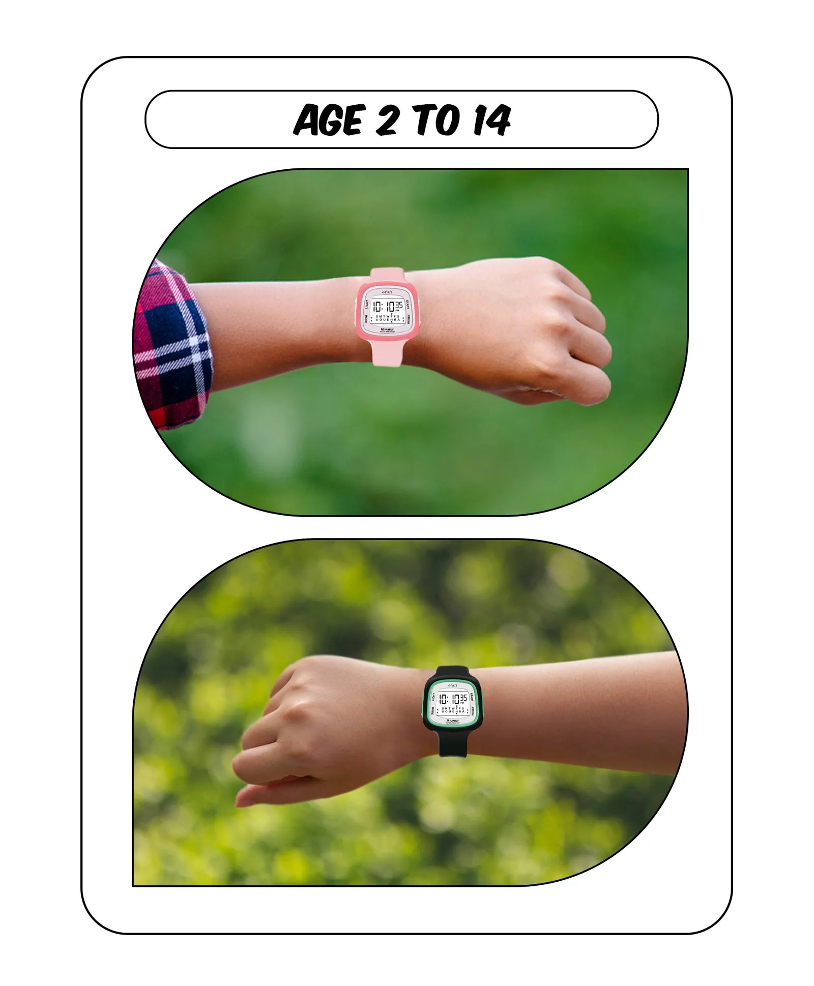 Spiky Unique Square Digital Watch for Kids Combo - Black Pink