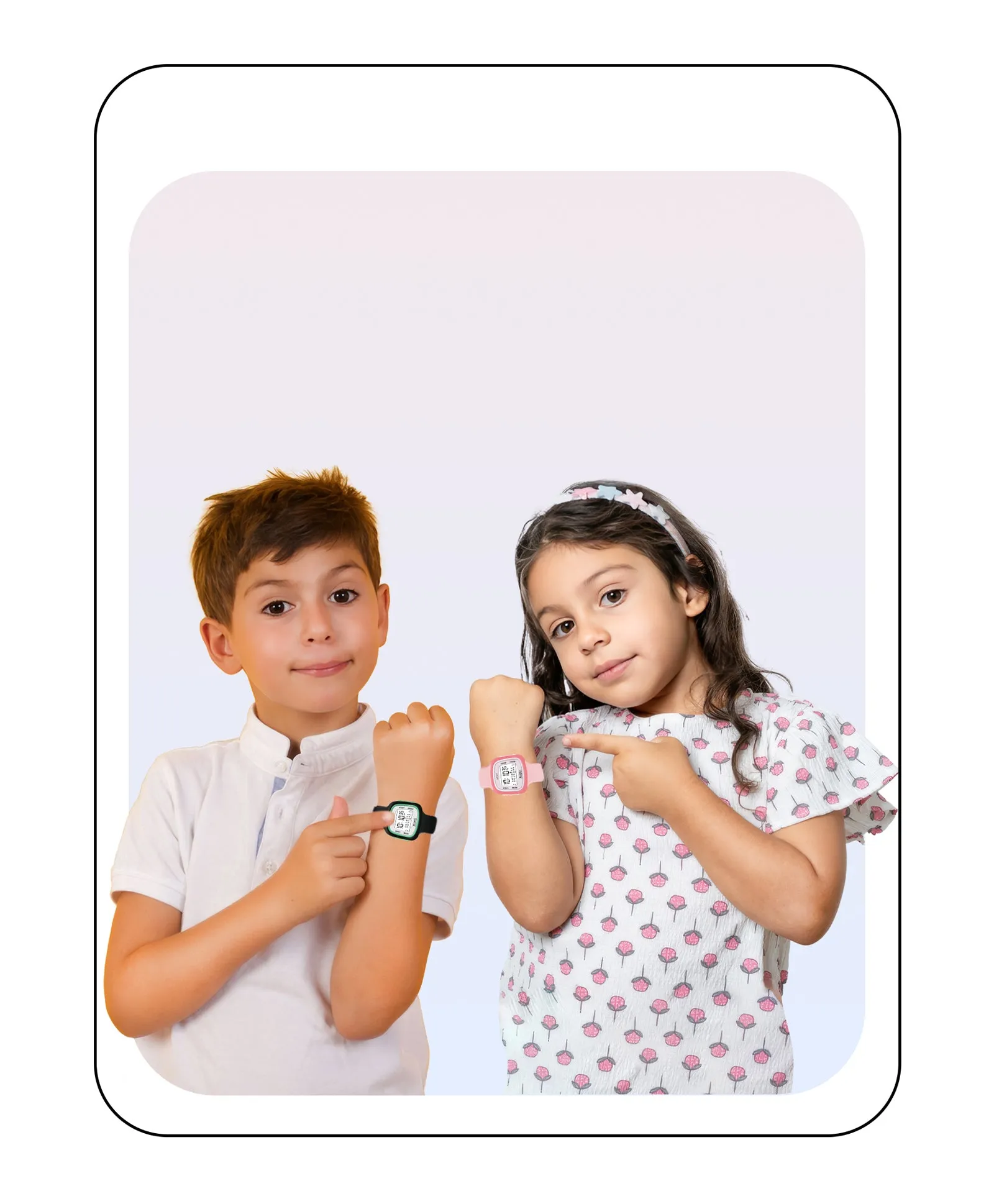 Spiky Unique Square Digital Watch for Kids Combo - Black Pink