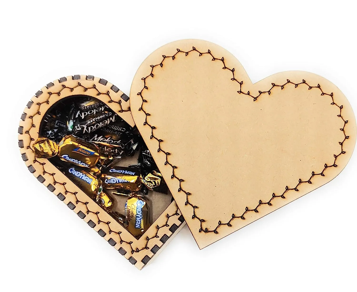 StepsToDo _ Heart Shaped Wooden Box | Elegant Designer Decorative Art | Vanity Box Use for Gifts, Chocolate, Jewelry storage (T280_P2)