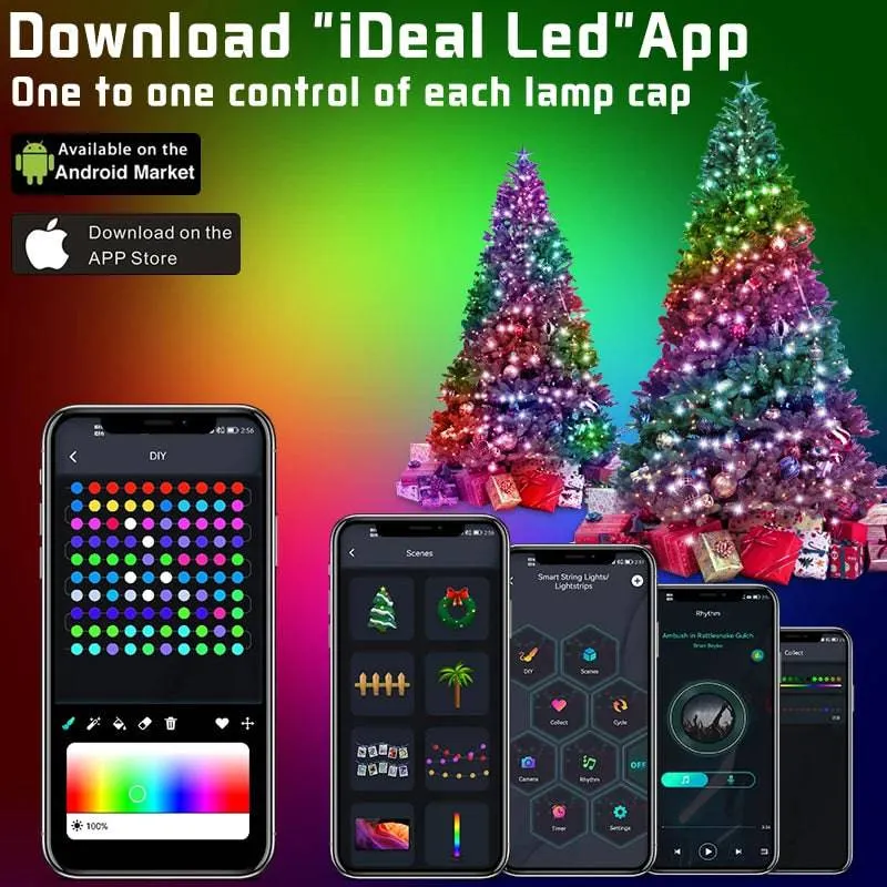 TheWellBeing Christmas Tree RGB Lights Smart Bluetooth Control