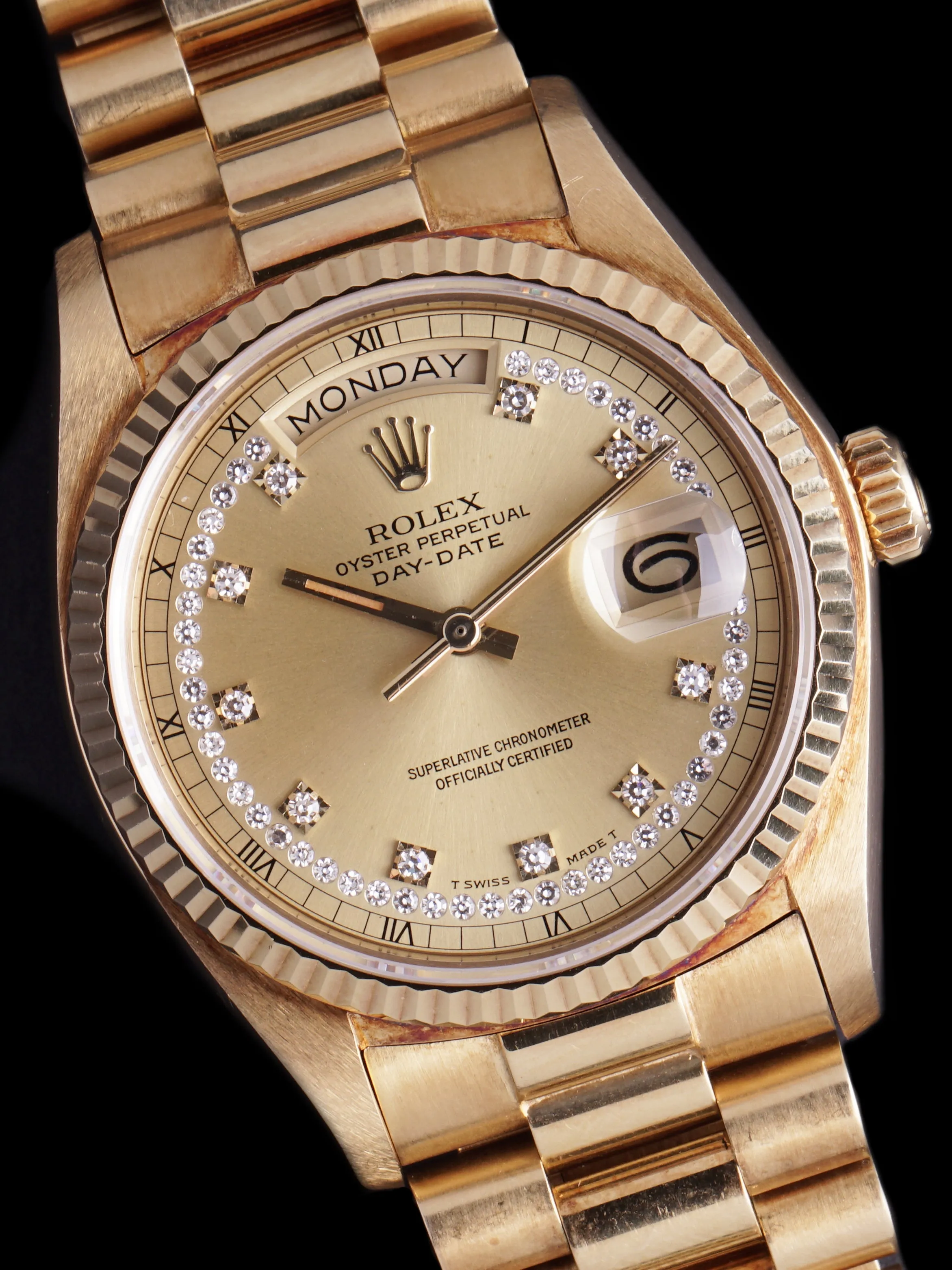 *Unpolished* 1978 Rolex Day-Date (Ref. 18038) 18k YG "Diamond String Dial"