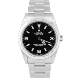 UNPOLISHED Rolex Explorer I PAPERS Black 36mm 3-6-9 Steel Oyster Watch 14270 B P