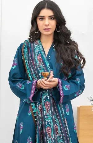 Unstitched 3 Piece Printed Lawn Suit (OTL-21-171/U BLUE)