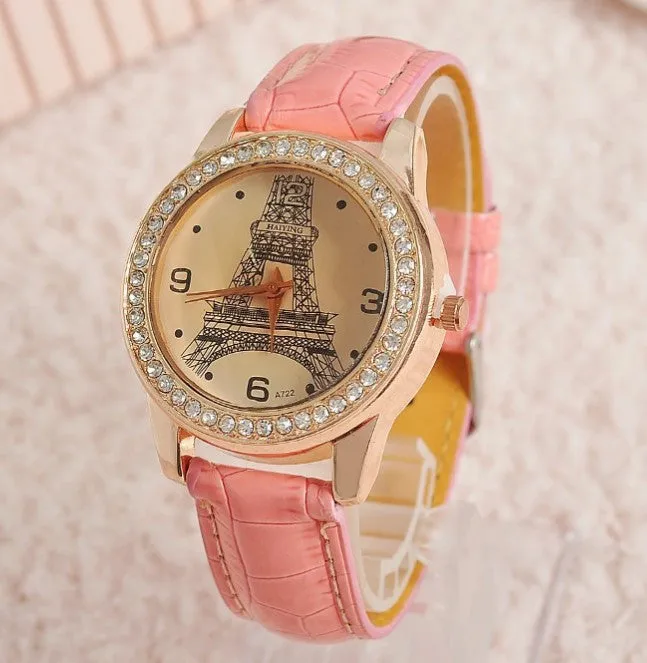 Women Girl's Eiffel Tower Analog Quartz Wrist Watch Watches