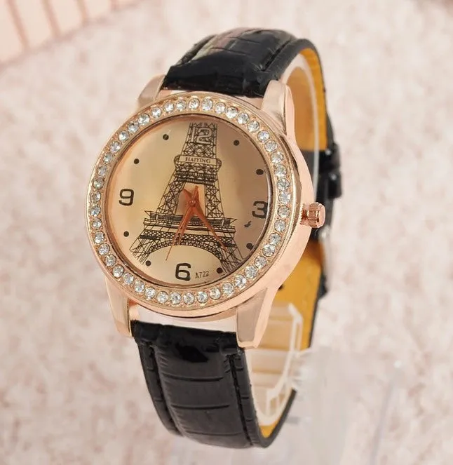 Women Girl's Eiffel Tower Analog Quartz Wrist Watch Watches