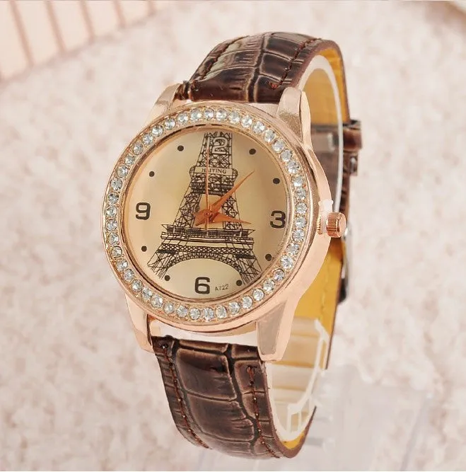 Women Girl's Eiffel Tower Analog Quartz Wrist Watch Watches