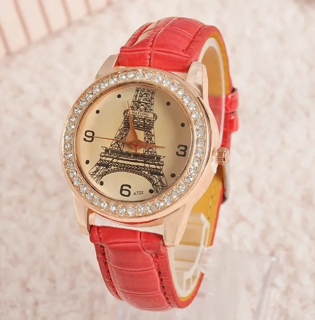 Women Girl's Eiffel Tower Analog Quartz Wrist Watch Watches