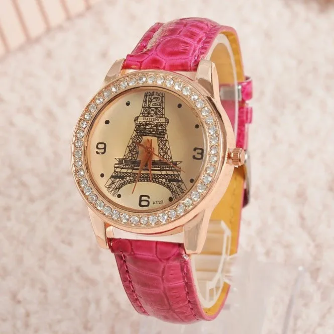 Women Girl's Eiffel Tower Analog Quartz Wrist Watch Watches